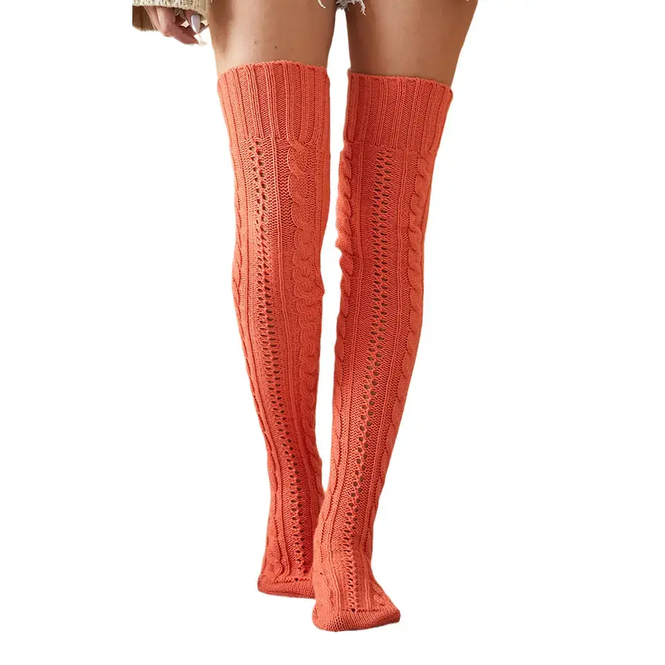 Thumbnail: Over Knee Warm Winter Leg Warmers Socks, Cable Knitted Women's High Boot Socks