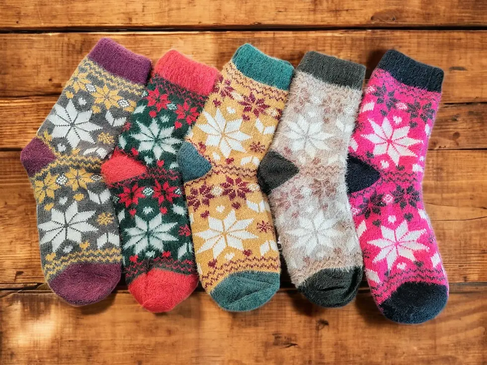 Thumbnail: 5 Pairs Winter Warm Wool Cashmere Thermal Fluffy Socks UK 4-8