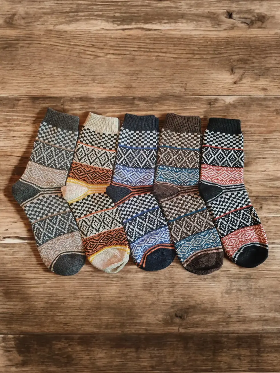 Thumbnail: 5 Pairs Nordic Winter Soft Warm Wool Winter Ethnic Style Socks UK 4-7