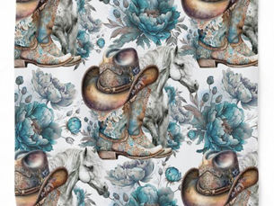 Best Deals! Horse girl cowgirl pattern turquoise floral bandana
