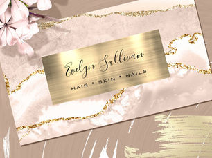 Top 5! Ivory and Gold Agate Business Card
