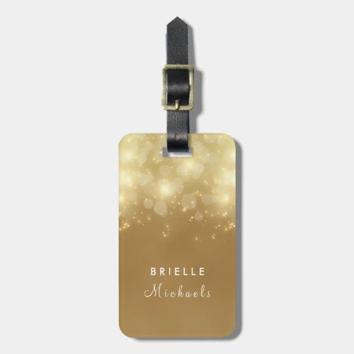 Hot Review! Luxury Gold Bokeh Glow Faux Glitz With Name Luggage Tag