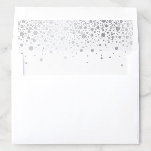 Hot Deals! Faux Silver Foil Confetti Dots Elegant Envelope Liner