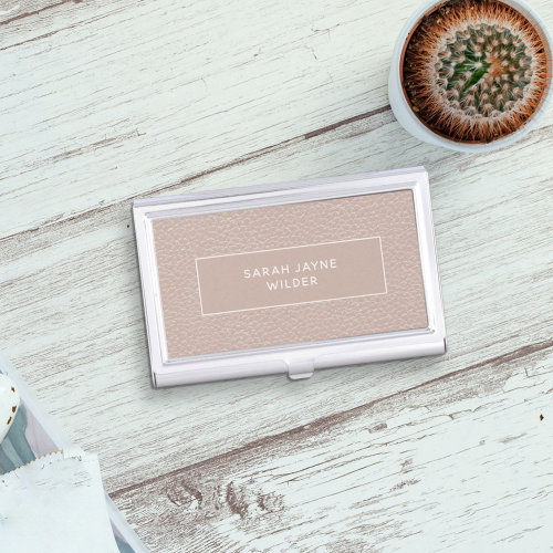 Best Price! Rose Gold Blush Faux Leather Business Card Case