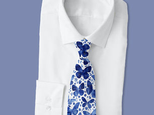 Top 10! Butterfly Watercolor Blue Neck Tie
