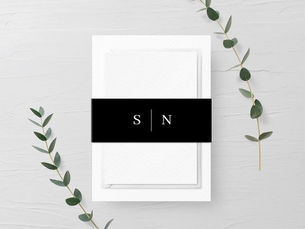 Top 5! Minimal and Chic | Black and White Monogram Invitation Belly Band