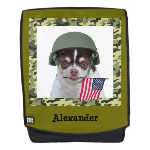 Best Deals! Military Chihuahua dog boldface backpack