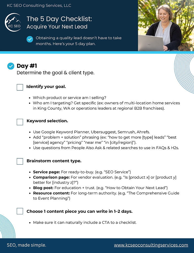 KC SEO Consulting Services The 5 Day Checklist Acquire Your Next Lead.jpg