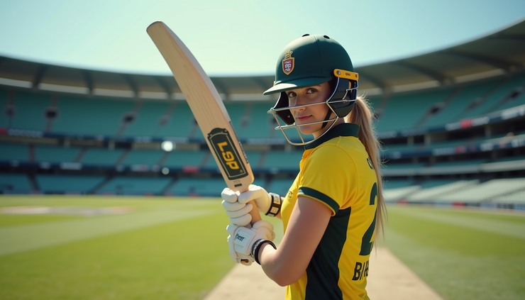 Eye-level view of Hobart Hurricanes Women player batting during a match