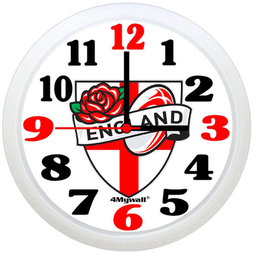 England Rugby Wall Clock 4mywall.co.uk
