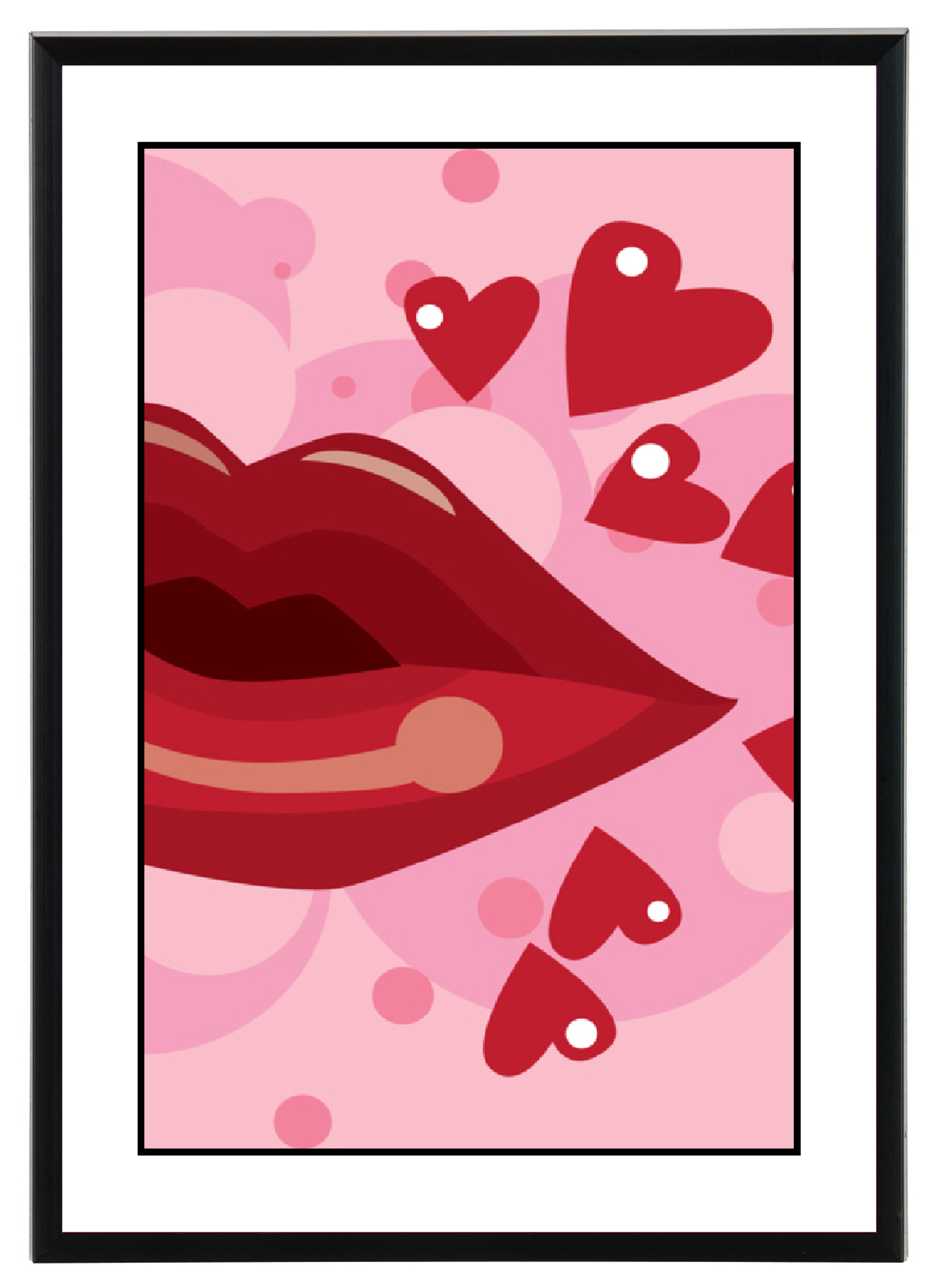 Lips and hearts wall art