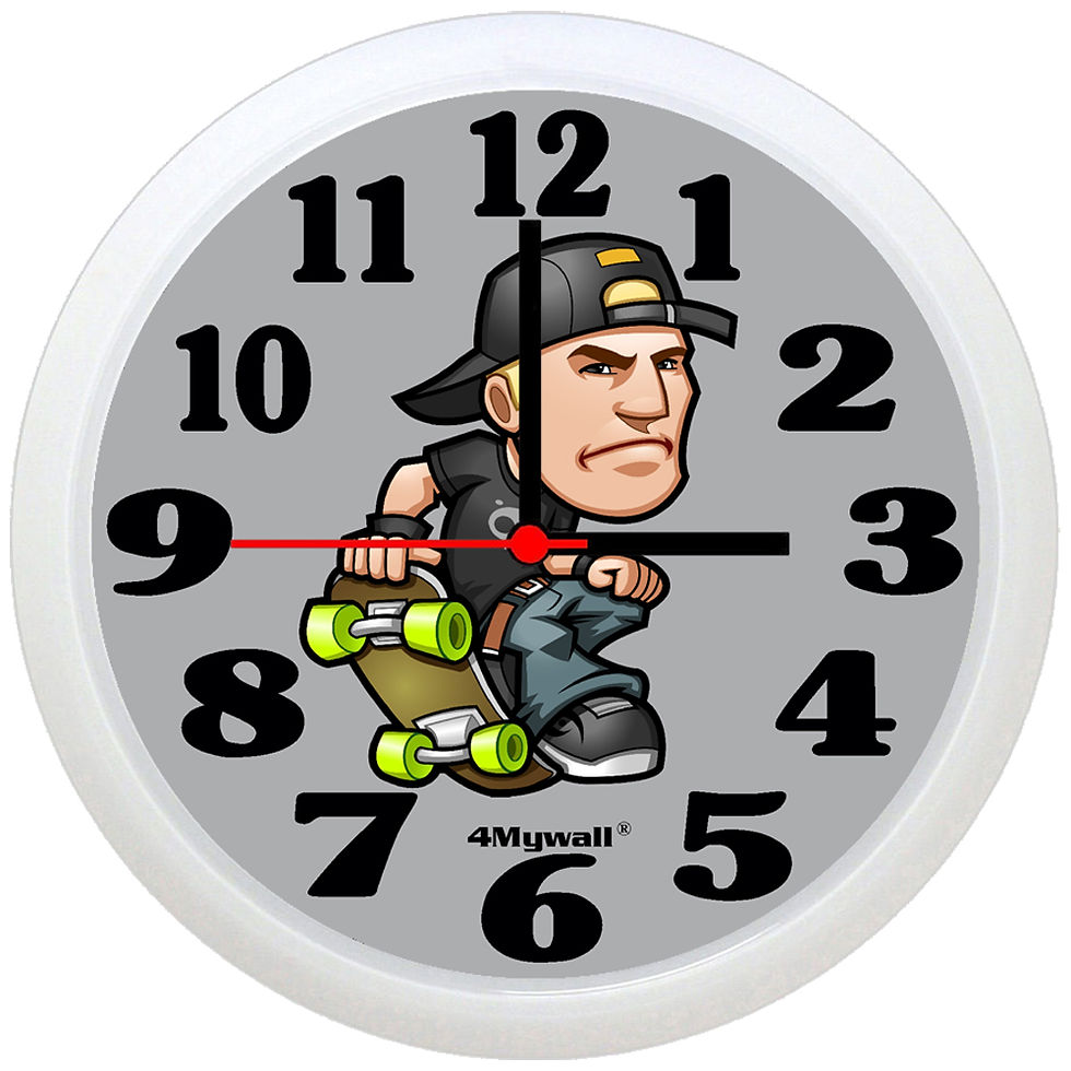 Skateboarder wall clock