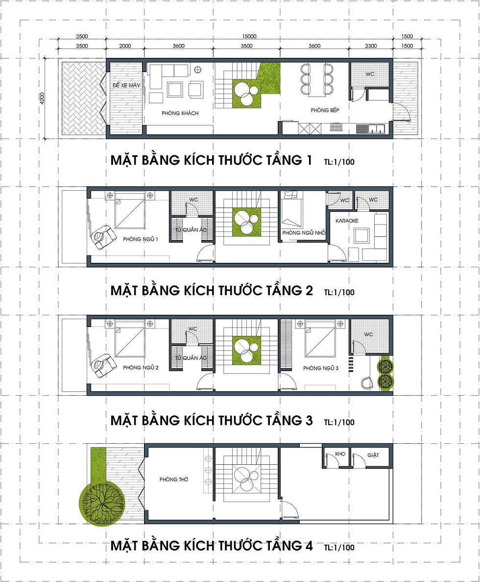 Tư vấn thiết kế nhà 4,2 x 15m