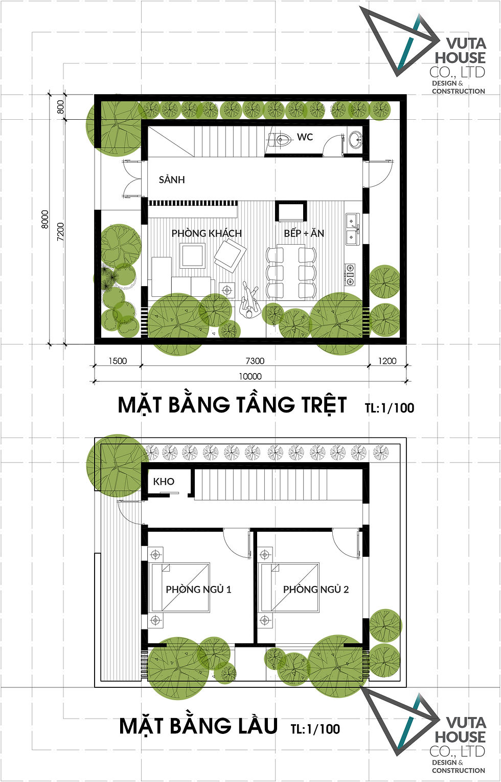 Tư vấn thiết kế nhà 8x10m - Cấp 4