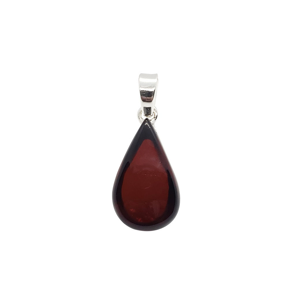 5G EMF Cherry Baltic Amber Pendant in Sterling Silver Setting 3021