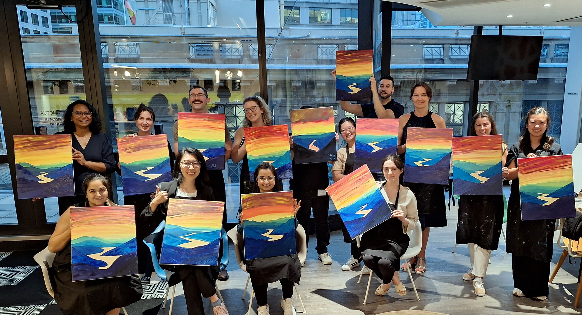 The final paintings done at our Clyde & Co Sydney team-building event