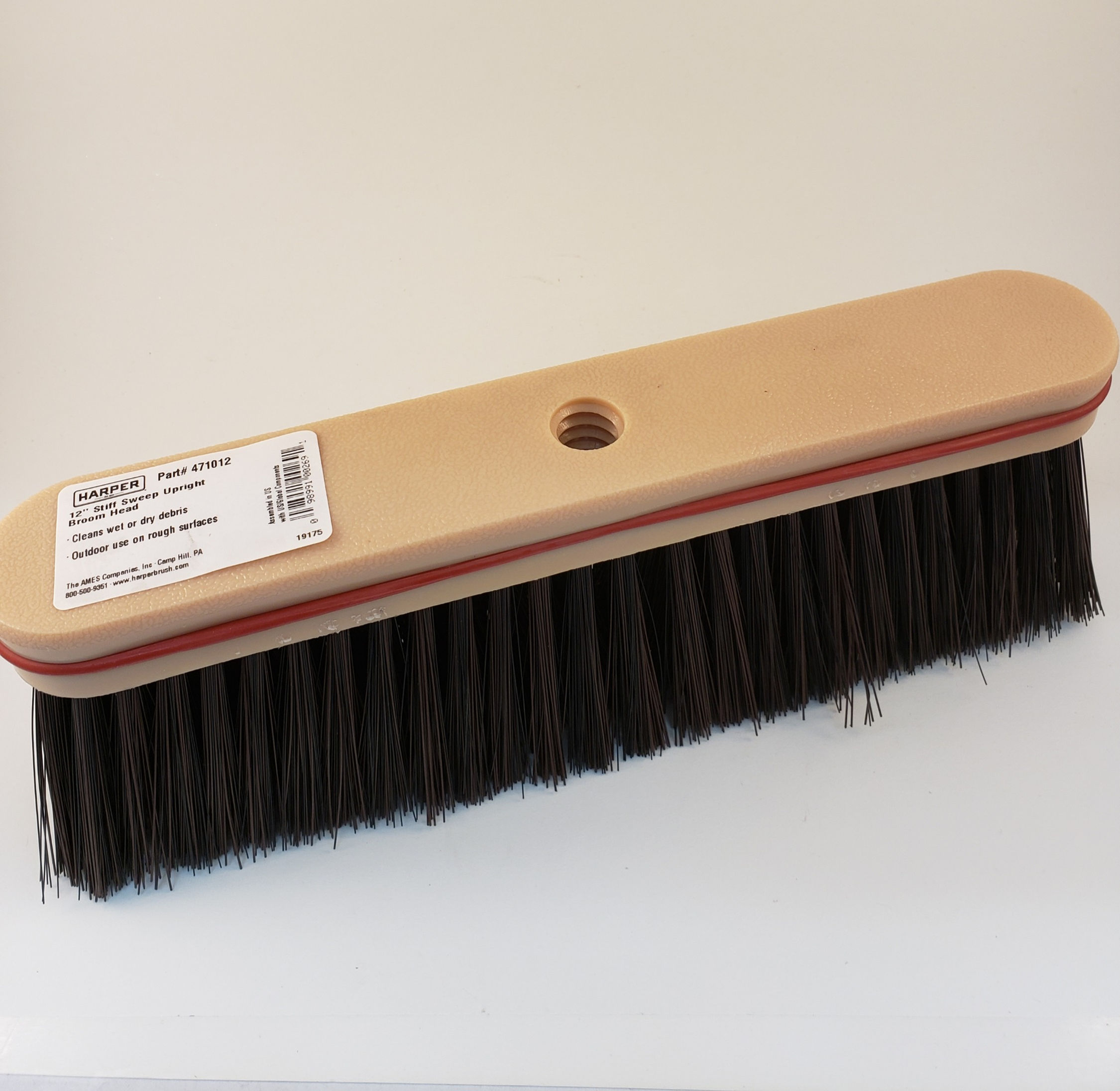 471012C Complete - 12" Upright Plastic Block Fine/Medium Combo Bristle Broom
