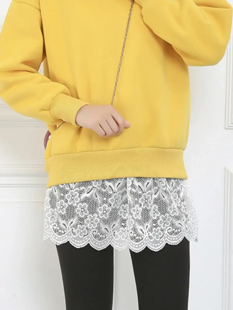 Miniatura: Women Lace Floral Fake Shirt Skirt Blouse Tail Hem Detachable Underskirt Shirt