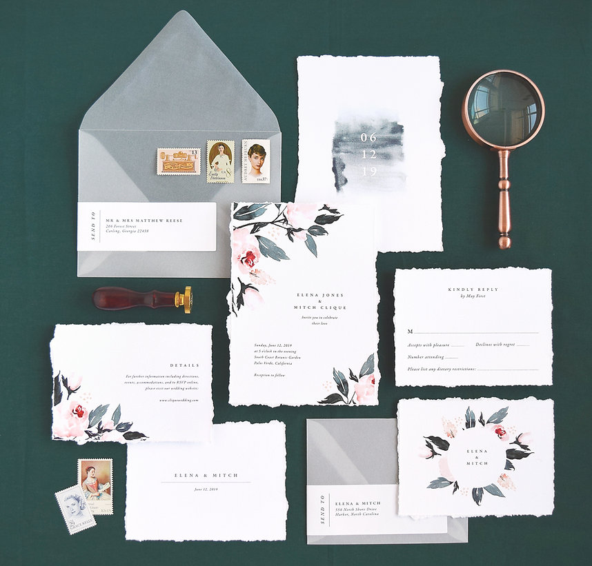 Flora wedding invitation set