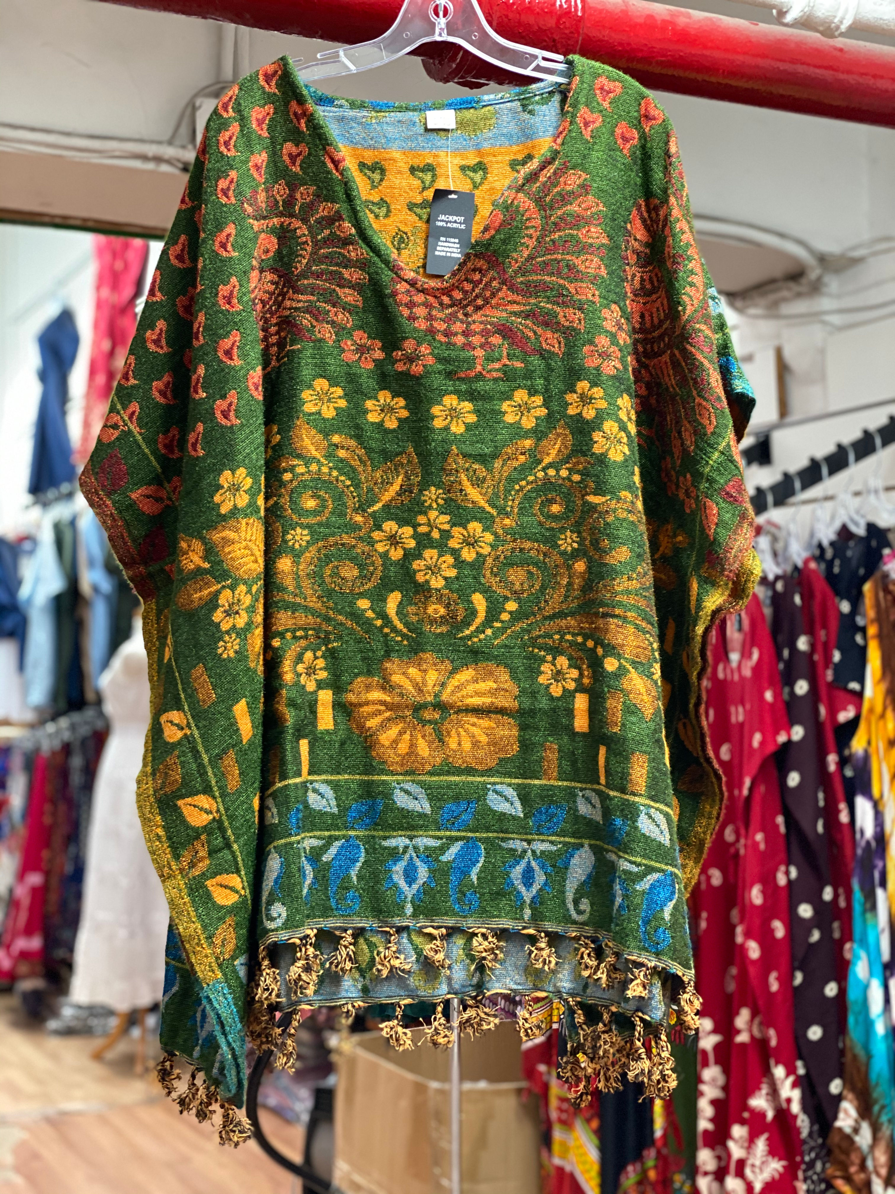 Assorted Print Poncho