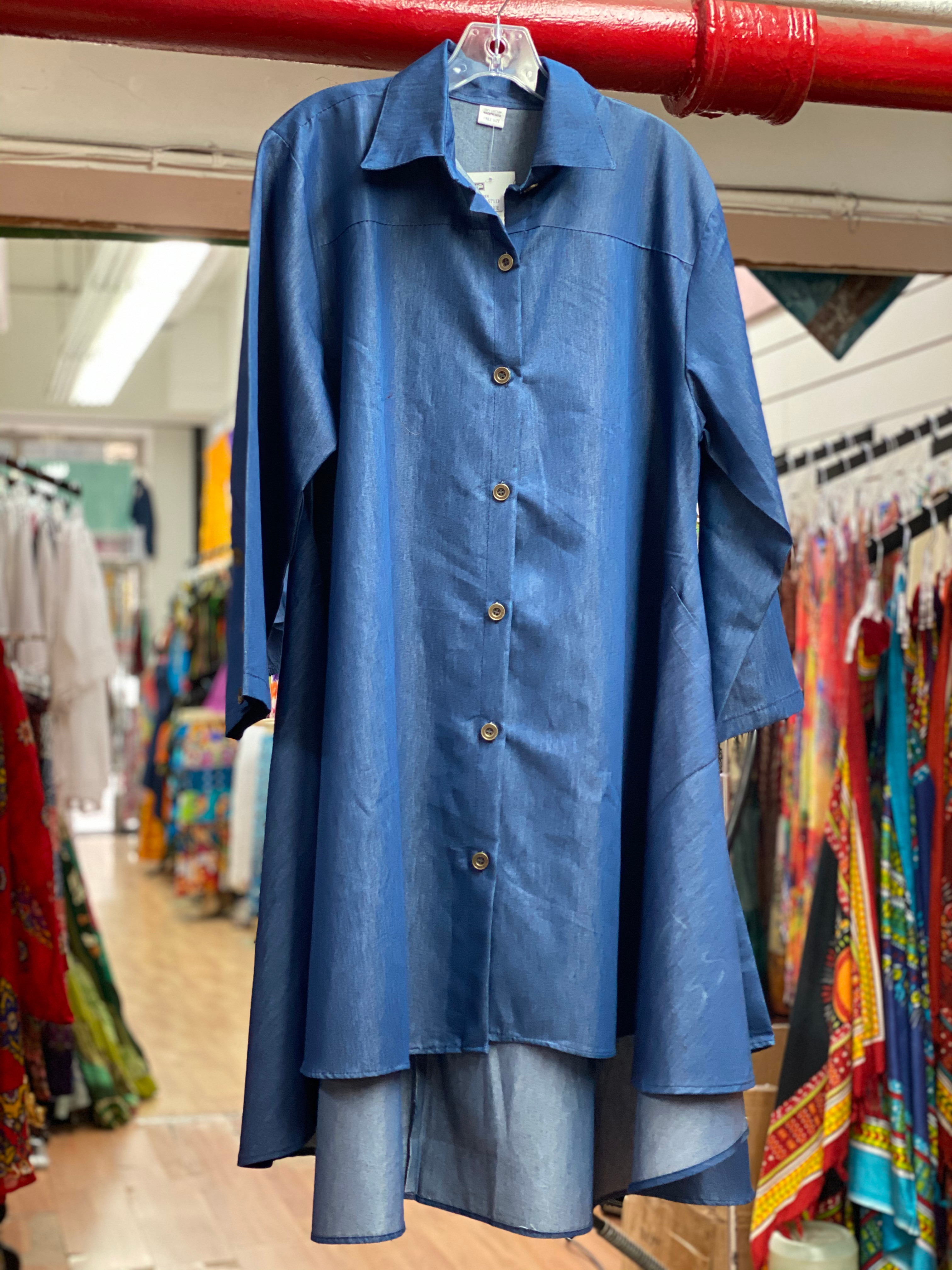 Oversized Denim High-Low Dress