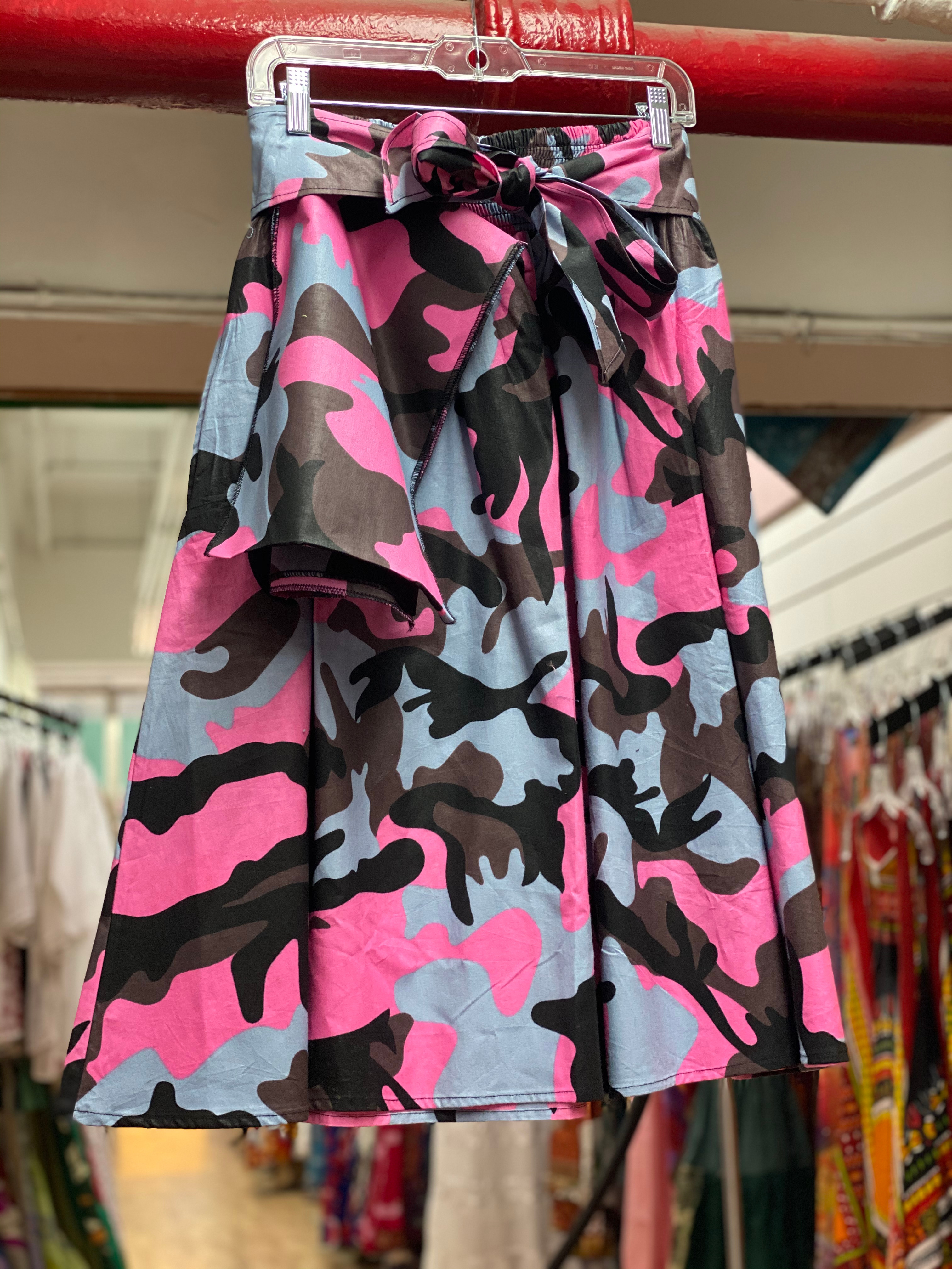 Camo Mid-Length Skirts with Head Scarf