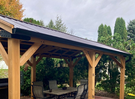 Black color gutters installed
