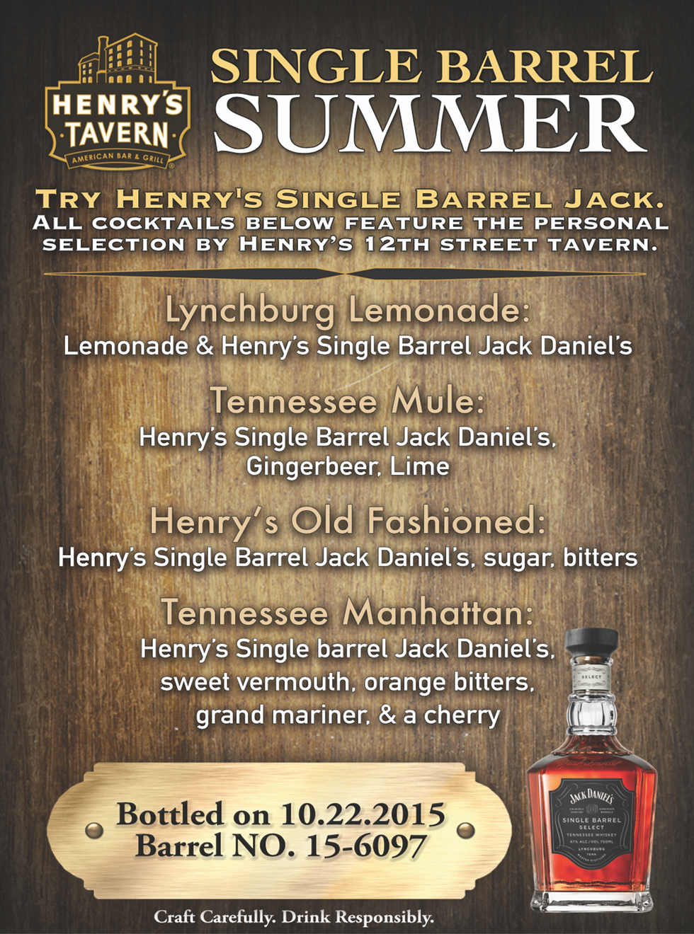 Henrys Tavern Menu
