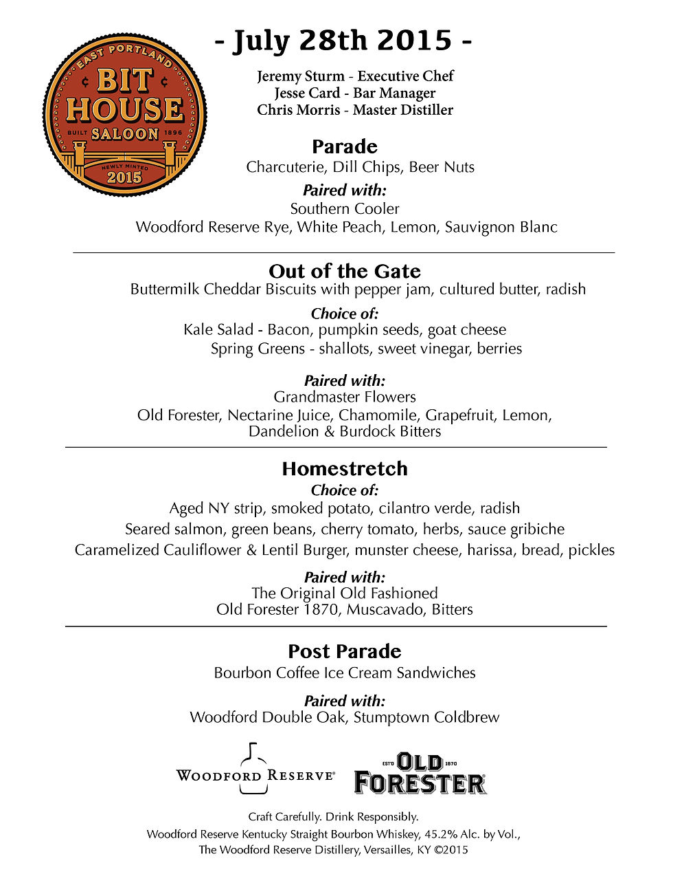 Bit House Saloon Menu