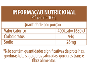 Informação Nutricional - Açúcar Mascavo Orgânico