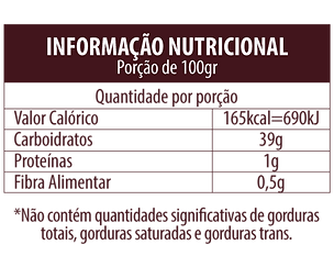 Informação Nutricional -  Geleia de Amora Preta Light