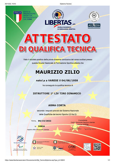 TIRO DINAMICO ISTRUTTORE ZILIO MAURIZIO LIBERTAS