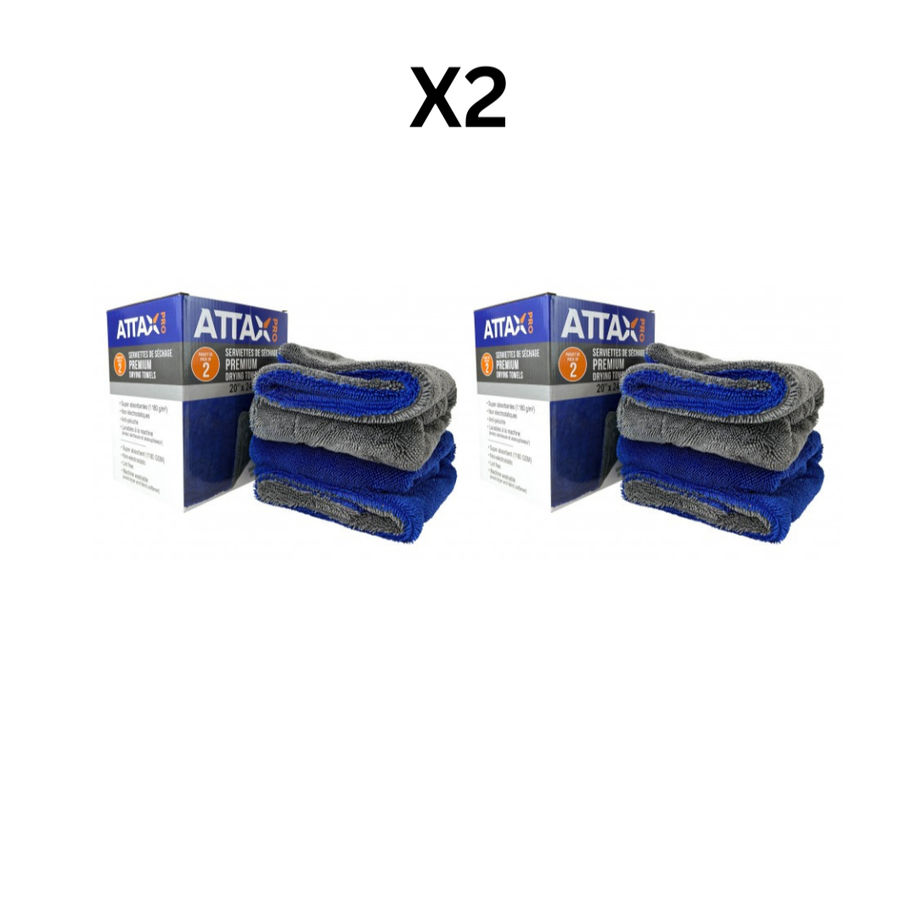 ATTAX PRO PREMIUM DRYING TOWELS – 20" X 24" – 1180 GSM – PACK OF 2