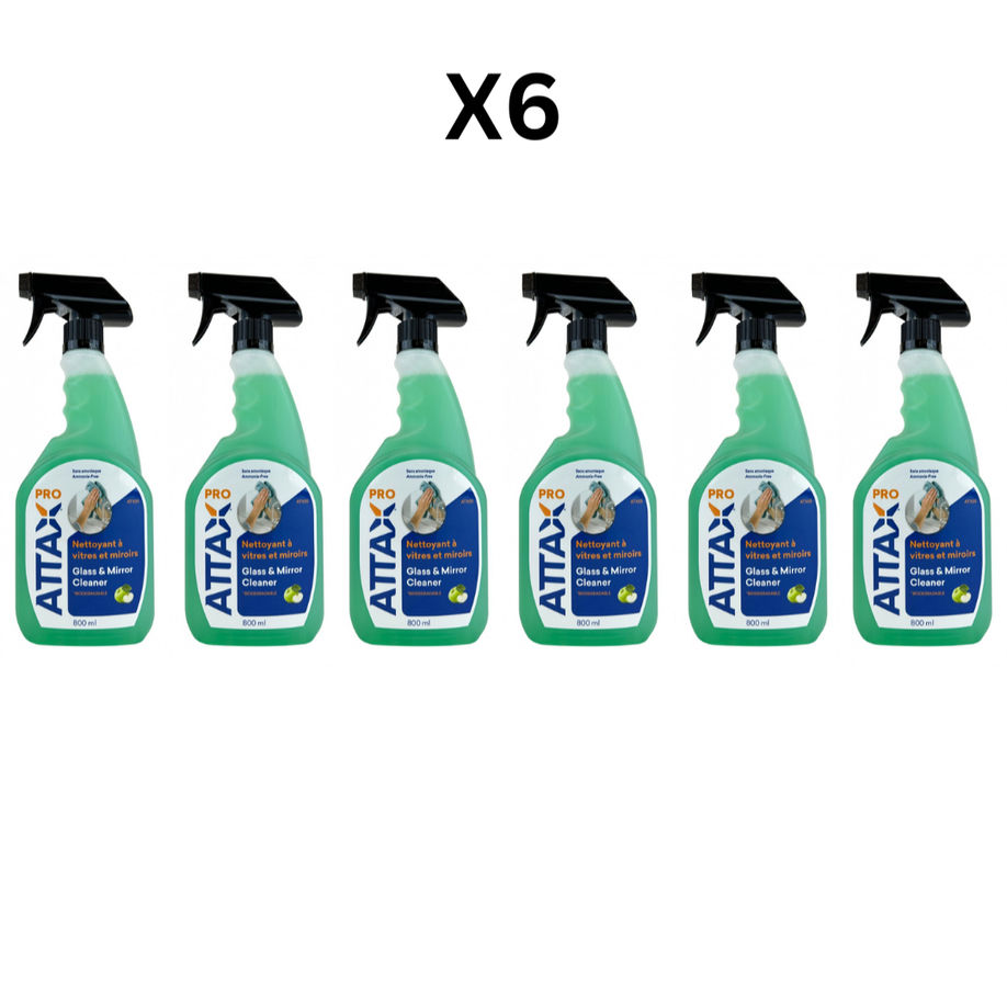 ATTAX PRO GLASS & MIRROR CLEANER (27 OZ) - PACK OF 6