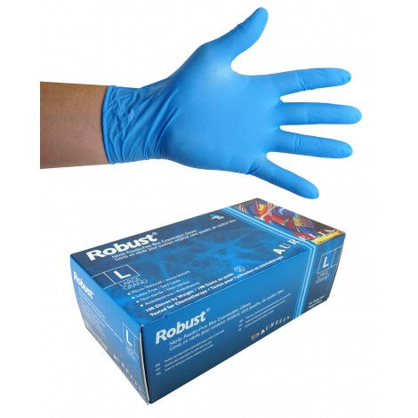ROBUST NITRILE DISPOSABLE GLOVES - LARGE - 5 MM - POWDER-FREE - BOX OF 100