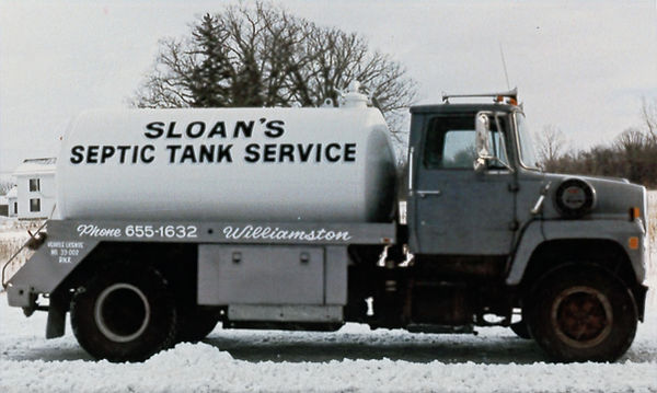 Gray Vintage Sloan's Septic Tank Truck