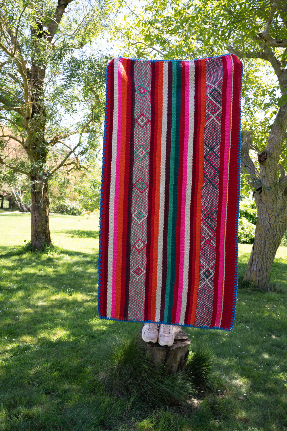 Tapis Péruvien Rayures et Motifs Inka 170x80 cm - Tradition Andine