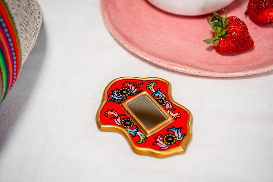 miroir péruvien artisanal doré fait main