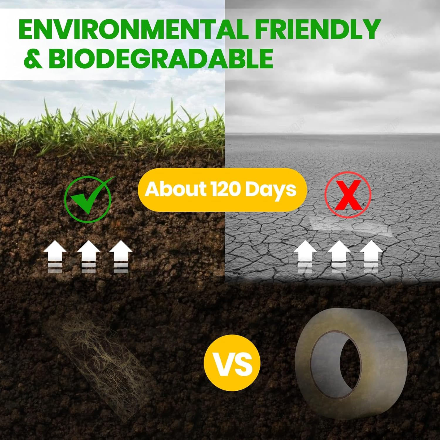 ADHES Heavy Duty Kraft Paper Tape Eco Friendly Biodegradable Writable Uncoated 