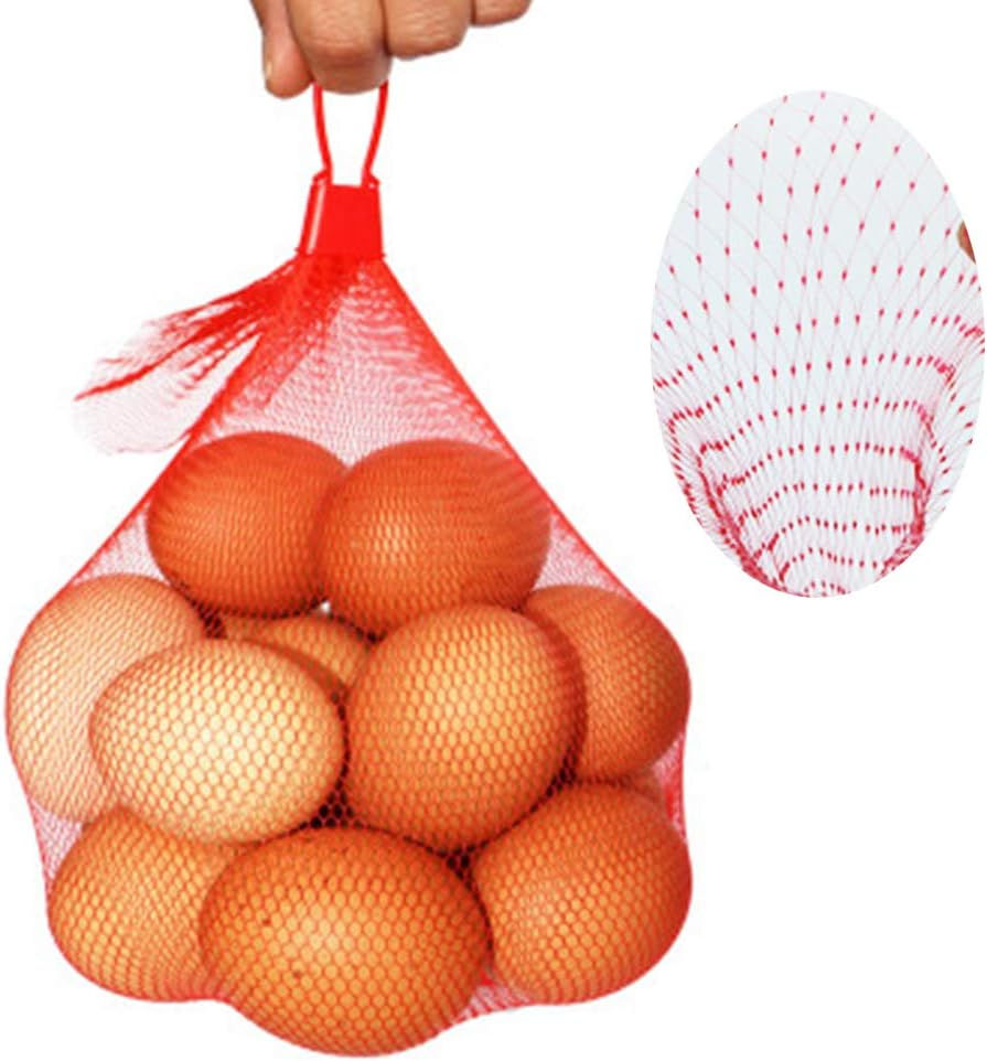 Miniature : Red Reusable Nylon Mesh Net for Grocery Toys Fruits & Vegetables Storage with L