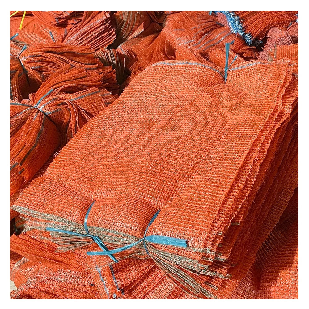 Recycled 50*80cm 25kg 30kg Vegetables Net Sack PE Raschel Mesh Bag for Potato O
