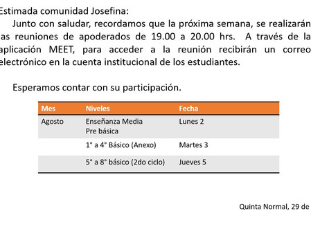 Reunión de apoderados agosto 2021