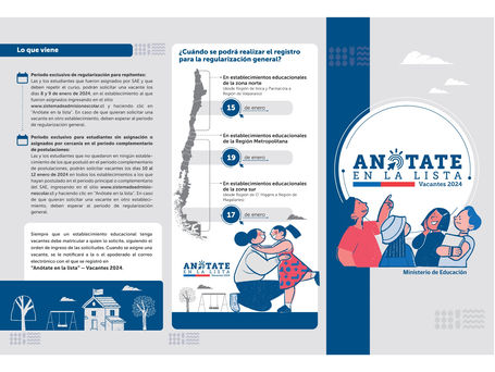 Informativo cambio de fechas Anótate en la lista Sistema de Admisión escolar (SAE)