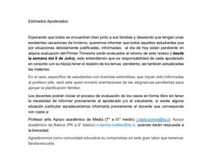 Circular informativa del área académica