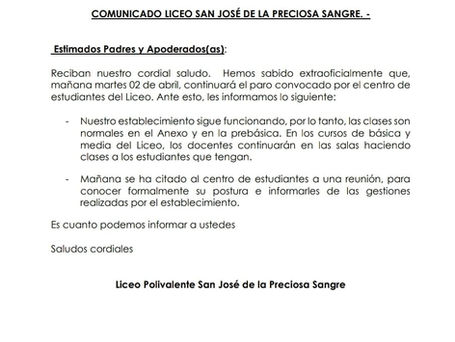 Comunicado para Apoderados del LSJ