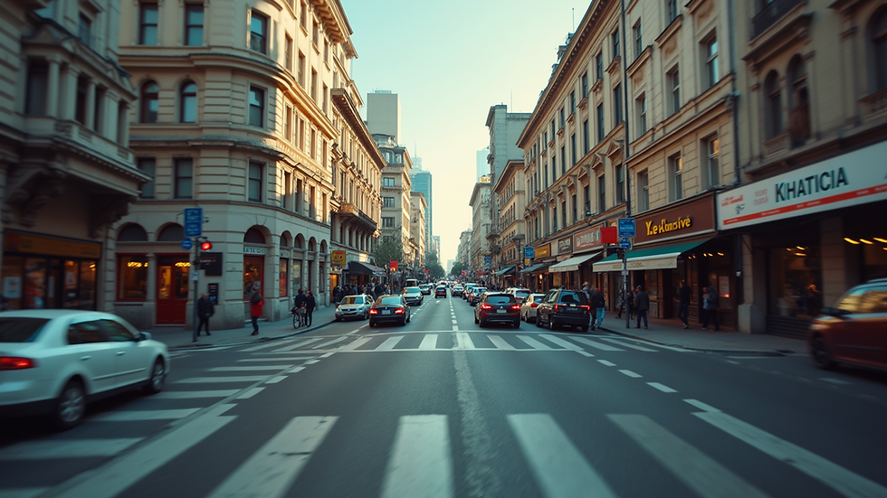 High angle view of a vibrant urban landscape