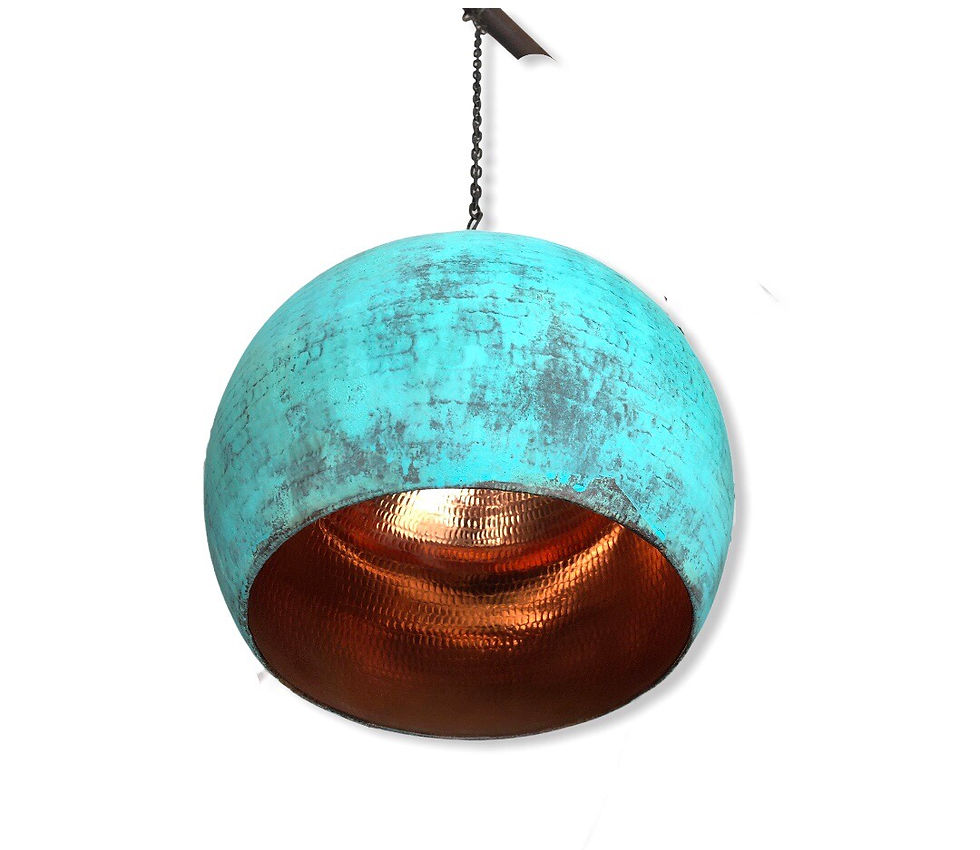 Thumbnail: Ball Pendant Lamp In Copper - Lampe Boule Suspension En Cuivre
