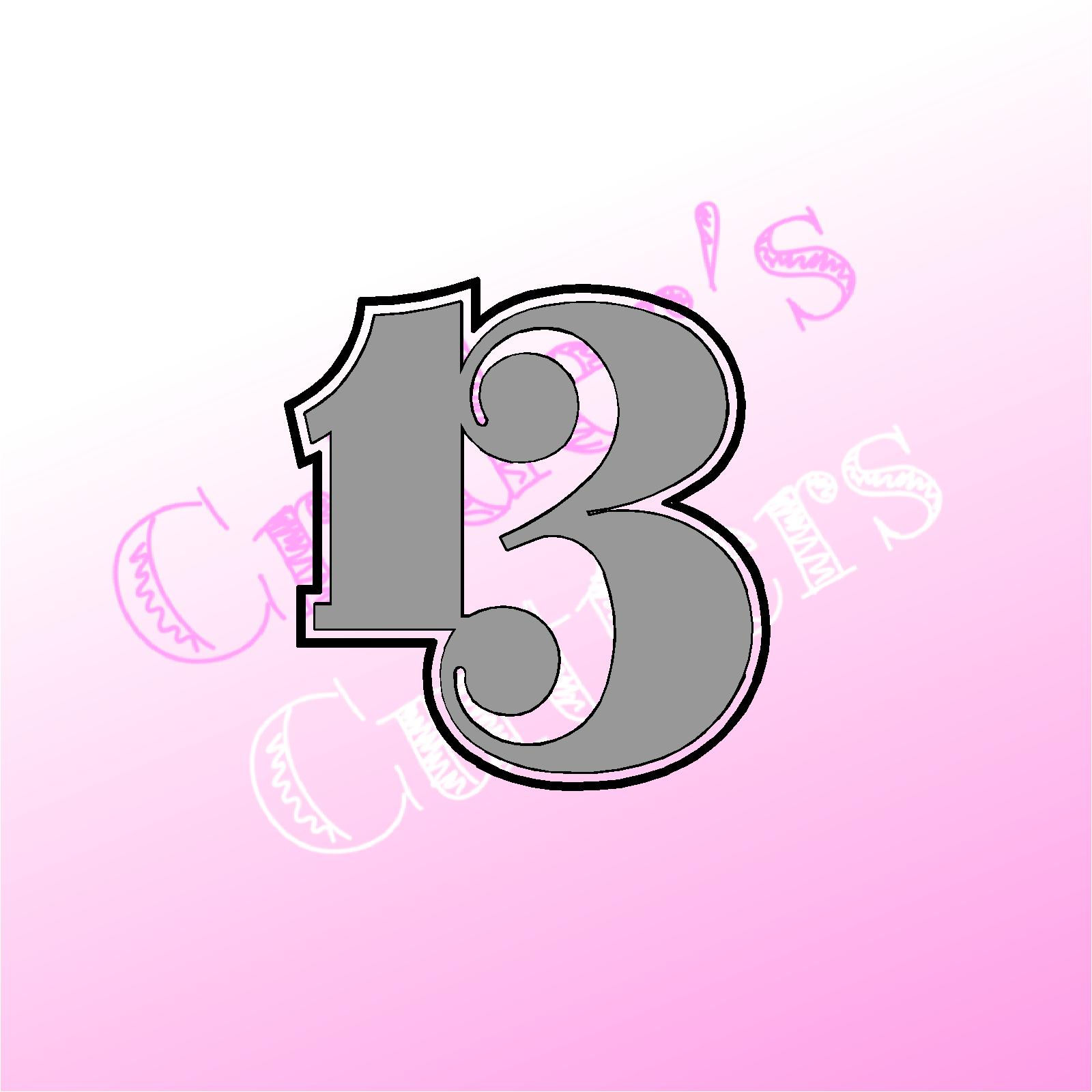 3D STL File Download - Number 13 - Cookie Cutter Outline