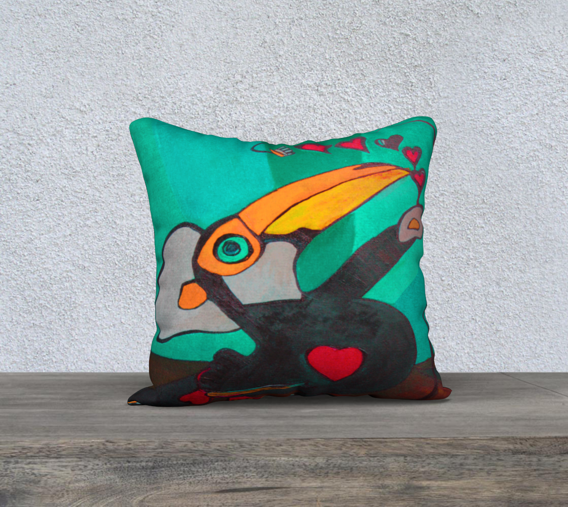 Turquoise Toucan Toco Art Print Housse de coussin - Pillow Case, Collect