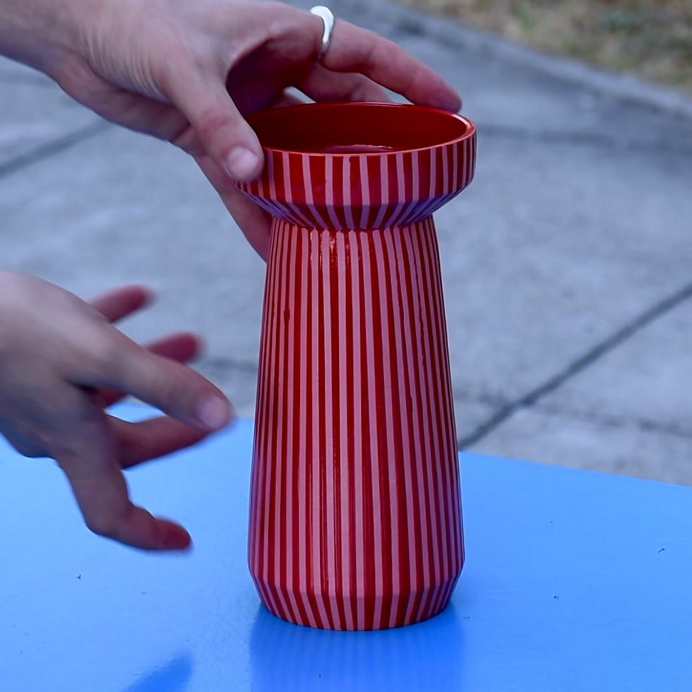 Miniaturbild: Striped Vase rot-rosa